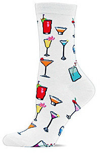 Hot Sox White Tropical Drinks Trouser Socks