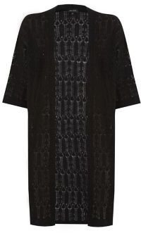 New Look Black Knit 3/4 Sleeves Longline Cardigan