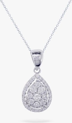 E.W Adams 18ct White Gold Pear Cut Diamond Cluster Pendant Necklace