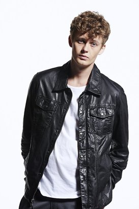 Urban Outfitters Your Neighbors Washed Leather Trucker Jacket