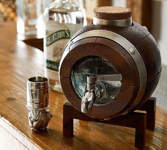 Pottery Barn Barrel Whiskey Drink Dispenser & Stand