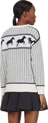 Band Of Outsiders Ivory & Navy Fair Isle Knit Sweater