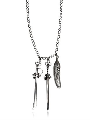 John Richmond Swords & Feather Charms Necklace