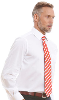 Savile Row Mens White Poplin Classic Fit Shirt Double Cuff