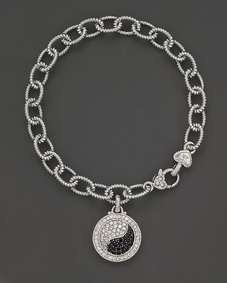 Judith Ripka Sterling Silver Ying Yang Bracelet With Black And White Sapphires