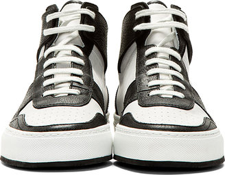 Common Projects Grey & Black Mid-Top Basketball Sneakers