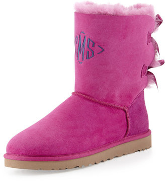 UGG Monogrammed Bailey Bow-Back Short Boot, Victorian Pink