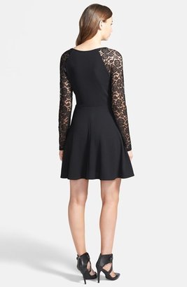 One Clothing Lace Sleeve Skater Dress (Juniors)