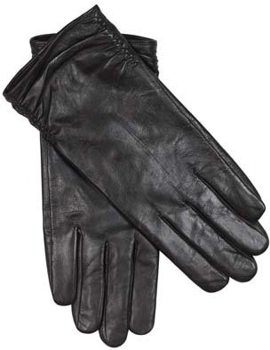 Ruched Detail Leather Gloves