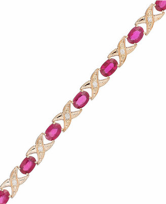 Macy's 10k Rose Gold Bracelet, Ruby (6 ct. t.w.) and Diamond Accent XO Link Bracelet