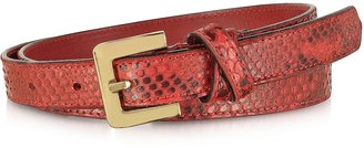 Forzieri Red Python Leather Skinny Women's Belt
