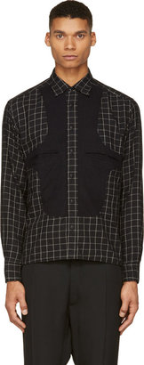 SASQUATCHfabrix. Black Check Flannel Panel Button-Up Shirt