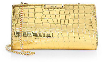 Milly Croc-Embossed Metallic Leather Small Frame Clutch