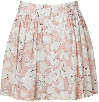 Cacharel Rose/Ecru Floral Print Pleated Skirt