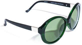 The Row Large oval acetate and leather sunglasses