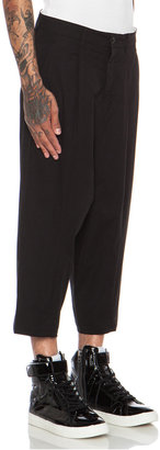 Attachment Drop Crotch Cotton-Blend Trouser in Black