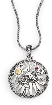 John Hardy Classic Chain Ruby, 18K Yellow Gold & Sterling Silver Heritage Round Pendant Necklace