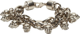 Alexander McQueen Silver Multi-Chain Skull Pendant Bracelet