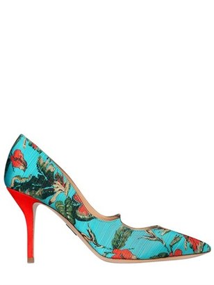 Paul Andrew 85mm Floral Printed Cotton & Suede Pumps