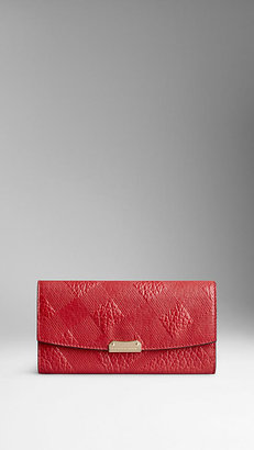 Burberry Embossed Check Leather Continental Wallet