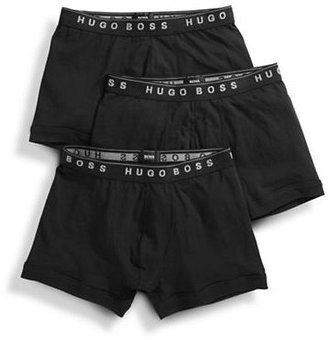 HUGO BOSS 3 Pack Cotton Boxer Briefs-BLACK-Small
