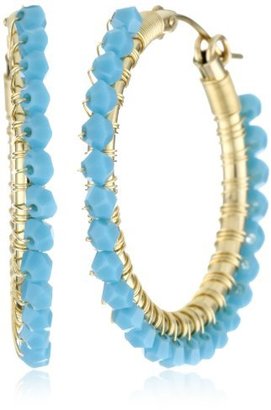 Viv&Ingrid Wrap" 14k Gold Fill 1.25" Turquoise-Color Swarovski Hoop Earrings