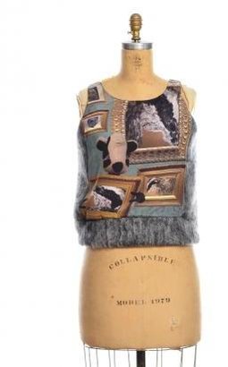 Young British Designers Illustrated Sleeveless Top in Silk & Wool by David Longshaw