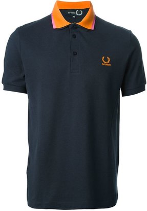 Raf Simons Fred Perry By orange and pink contrast collar polo shirt
