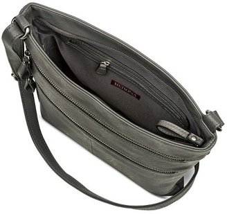 Merona Women's Crossbody Faux Leather Handbag with Double Zipper Detail