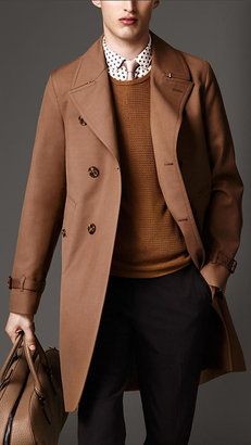 Burberry Long Cotton-Bonded Wool Mohair Trench Coat