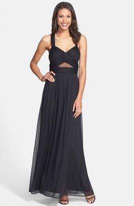 Betsy & Adam X-Back Mesh Inset Gown