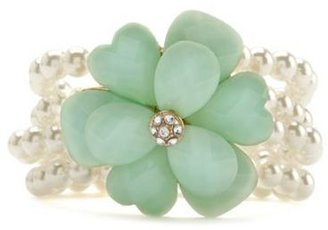 Charlotte Russe Mint Blossom Pearl Stretch Bracelet