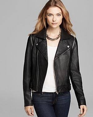 Aqua Leather Jacket - Zip Off Sleeve Moto