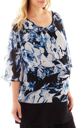 JCPenney Maternity Chiffon Flutter-Sleeve Top - Plus