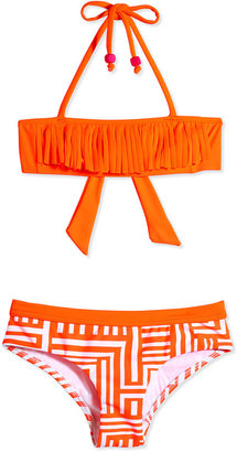 Seafolly Fringe-Detail Two-Piece Swimsuit, Orange Crush, Size 6-16