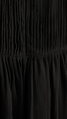 Burberry Pleat Detail Silk Crépon Dress