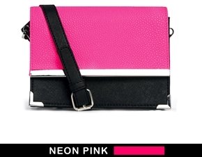 ASOS Cross Body Bag With Contrast Flap - Neon pink and black