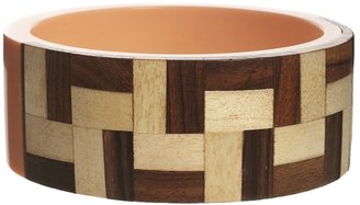 French Connection Neon Resin & Tiled Wood Bangle - Orange