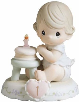 Precious Moments Brunette Girl with Cake Age 1 Figurine