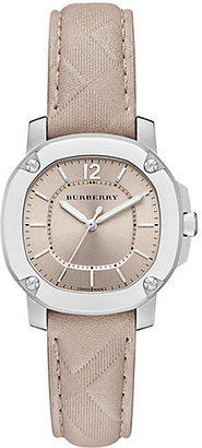 Burberry Britain Britain Stainless Steel & Check Leather Strap Watch/Trench