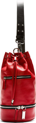 CNC Costume National Red Leather Cross-Body Mini Bucket Backpack