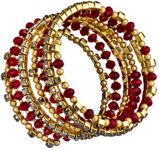 Blu Bijoux Red Spiral Beaded Princess Bracelet