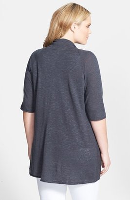 Eileen Fisher Elbow Sleeve Linen & Cotton Cardigan (Plus Size)