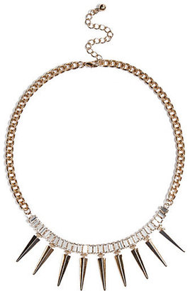 River Island Womens Gold tone baguette gemstone spike necklace