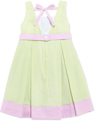 Florence Eiseman Girls' Seersucker Butterfly Dress, Green/White/Pink, 4-6X