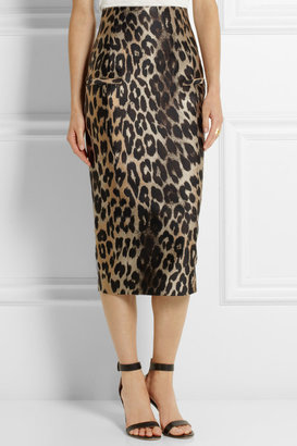 Balmain Leopard-jacquard midi skirt