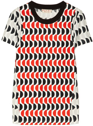 Marni Printed cotton-jersey and cotton-canvas T-shirt