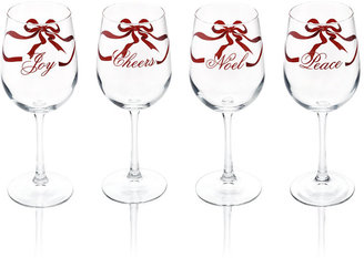 Martha Stewart CLOSEOUT! Collection Glassware, Set of 4 Holiday Garden Sentiment Wine Glasses