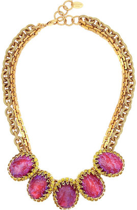 Elizabeth Cole Bib gold-plated Mexican opal and Swarovski crystal necklace