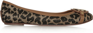 Tory Burch Aaden leopard-print woven leather ballet flats